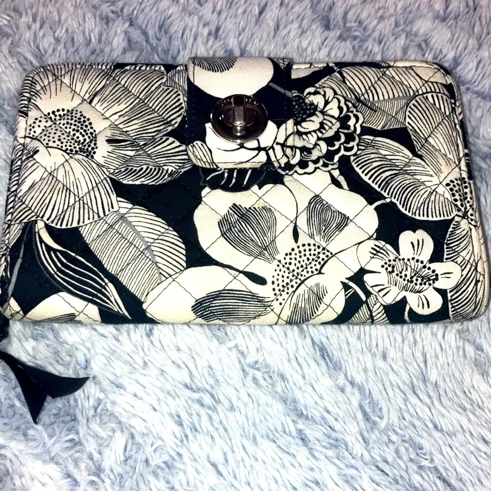 Vera Bradley Black and White Floral Wallet - Picture 2 of 12